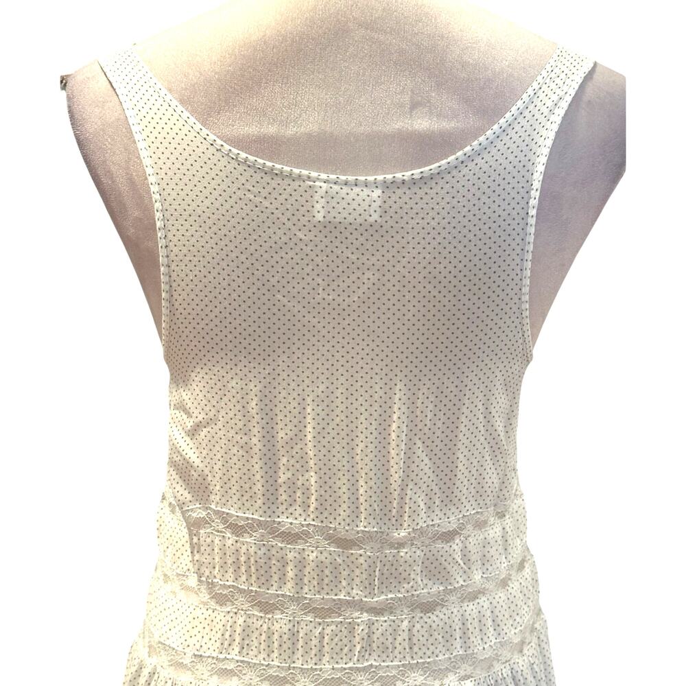 Free People Voile Lace Trapeze Slip Dress White Black Polka Dots XS Sleeveless - Picture 6 of 9